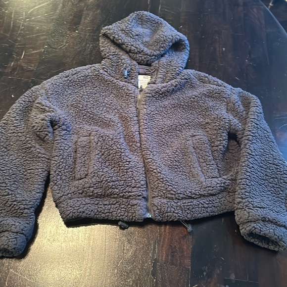 Small Gray RSQ Zip Up Sherpa Hoodie - Picture 1 of 3